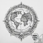 Tattoo sketch cosmic earth, tattoo line art,… – tattoo sketch (№1759727864_0, 06.10.2025 05:17) — tattoovalue.net