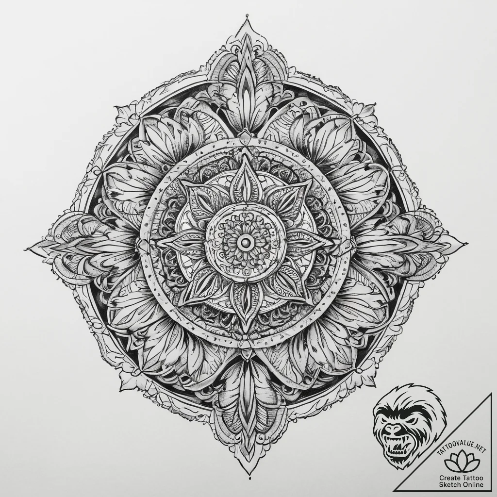 Tattoo sketch ornamental мандала, tattoo draw... - tattoo sketch (№1759728298_0, 06.10.2025 05:24) — tattoovalue.net