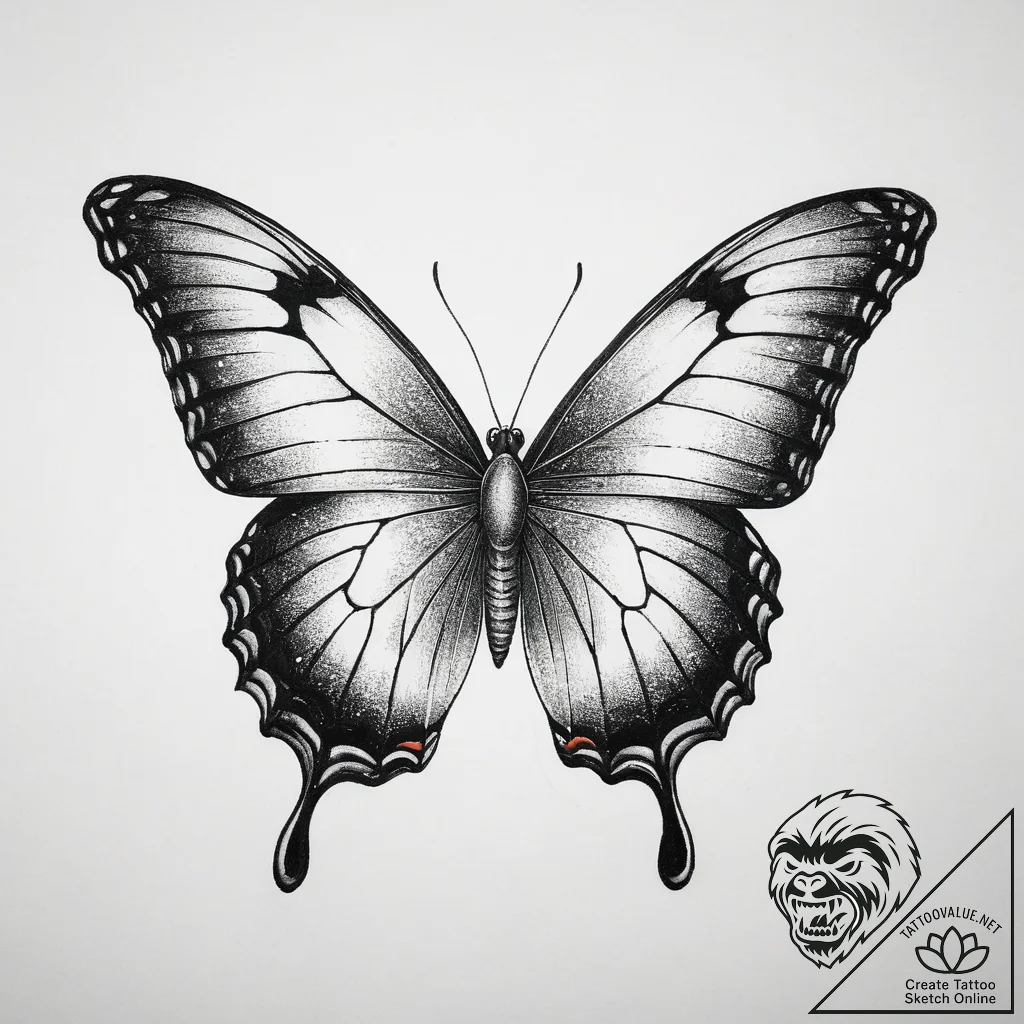 Tattoo sketch butterfly wing, concept art for... - tattoo sketch (№1759729379_0, 06.10.2025 05:42) — tattoovalue.net