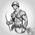 Tattoo sketch soldier with a rope – tattoo sketch (№1759730692_0, 06.10.2025 06:04) — tattoovalue.net