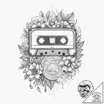 Tattoo sketch cassette tape with a quote, ink… – tattoo sketch (№1759730907_0, 06.10.2025 06:08) — tattoovalue.net