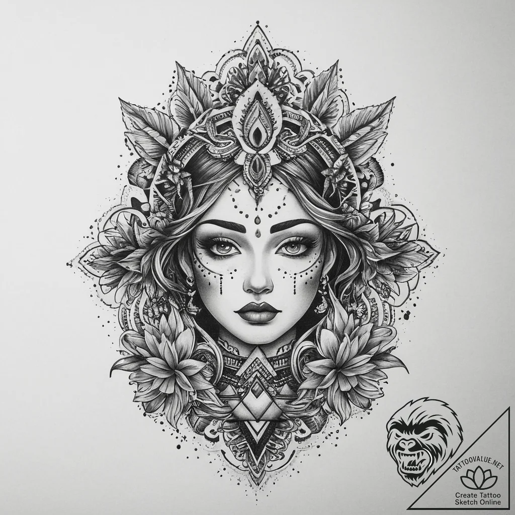 Tattoo sketch mirage, tattoo flash sheet desi... - tattoo sketch (№1759731122_0, 06.10.2025 06:12) — tattoovalue.net