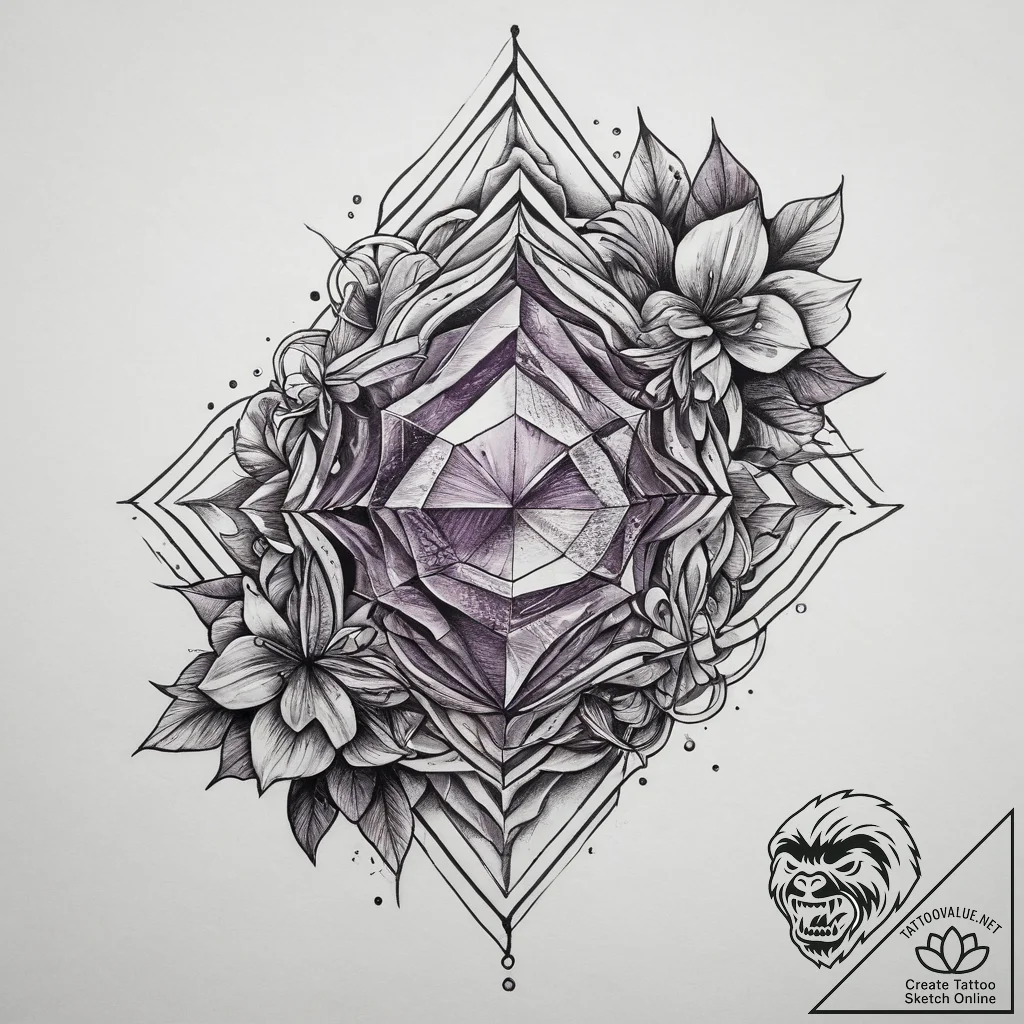 Tattoo sketch amethyst, tattoo line art, clea... - tattoo sketch (№1759731340_0, 06.10.2025 06:15) — tattoovalue.net