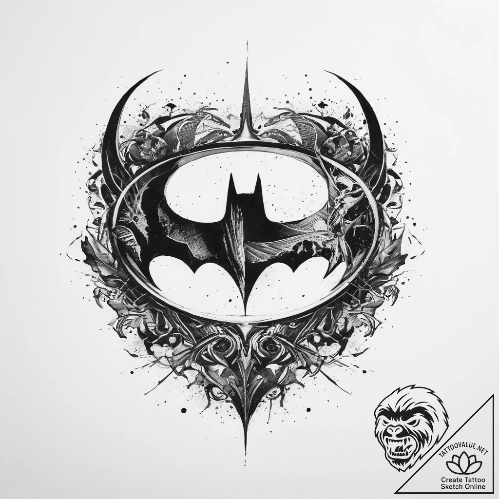 Tattoo sketch batman logo, ink illustration f... - tattoo sketch (№1759734392_0, 06.10.2025 07:06) — tattoovalue.net