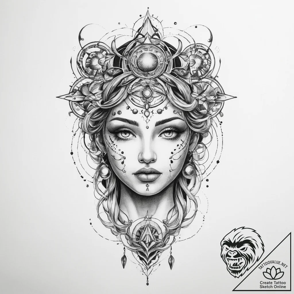 Tattoo sketch cosmic person - tattoo sketch (№1759735906_0, 06.10.2025 07:31) — tattoovalue.net