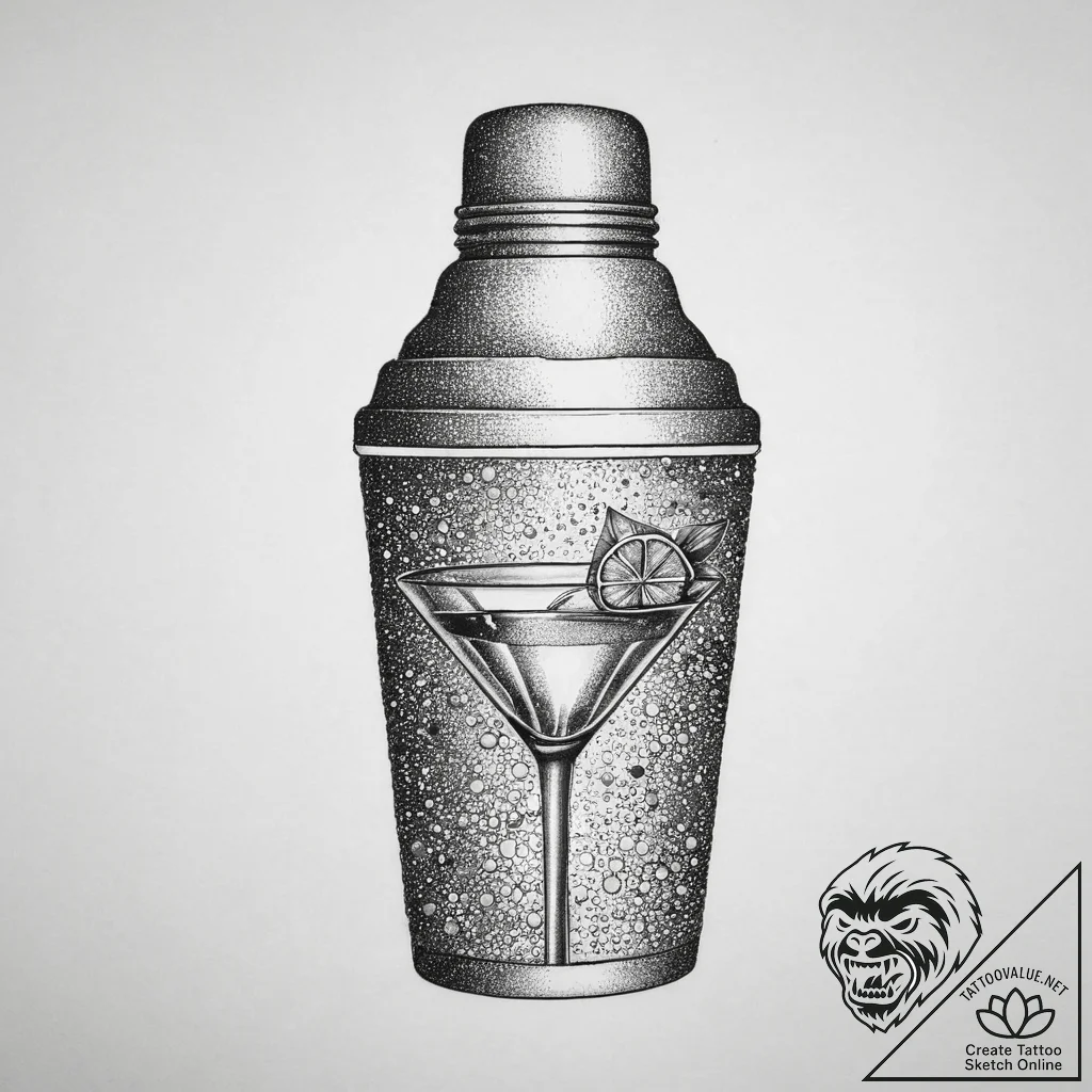 Tattoo sketch bartender cocktail shaker, tatt... - tattoo sketch (№1759736123_0, 06.10.2025 07:35) — tattoovalue.net