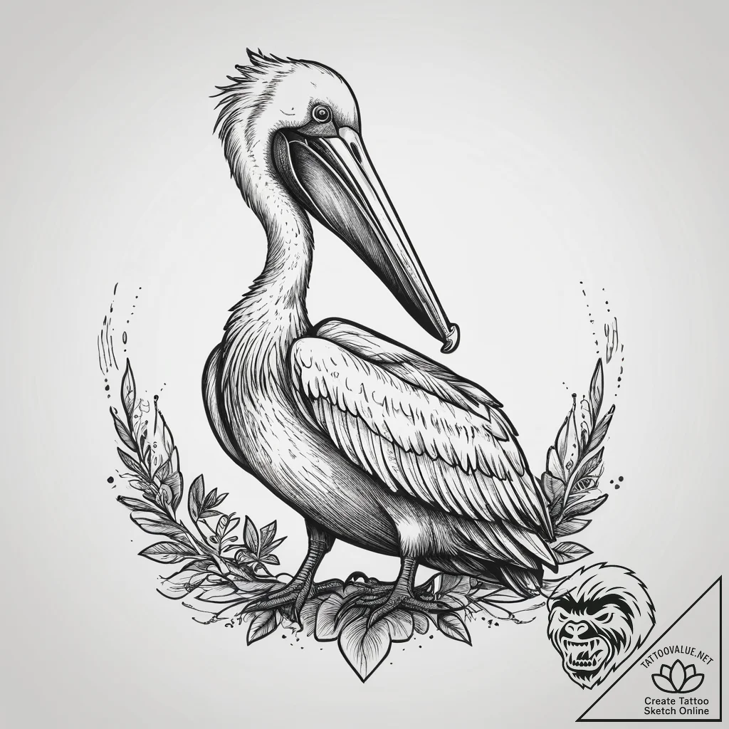Tattoo sketch puns a pelican that says "i'm a... - tattoo sketch (№1759736933_0, 06.10.2025 07:48) — tattoovalue.net