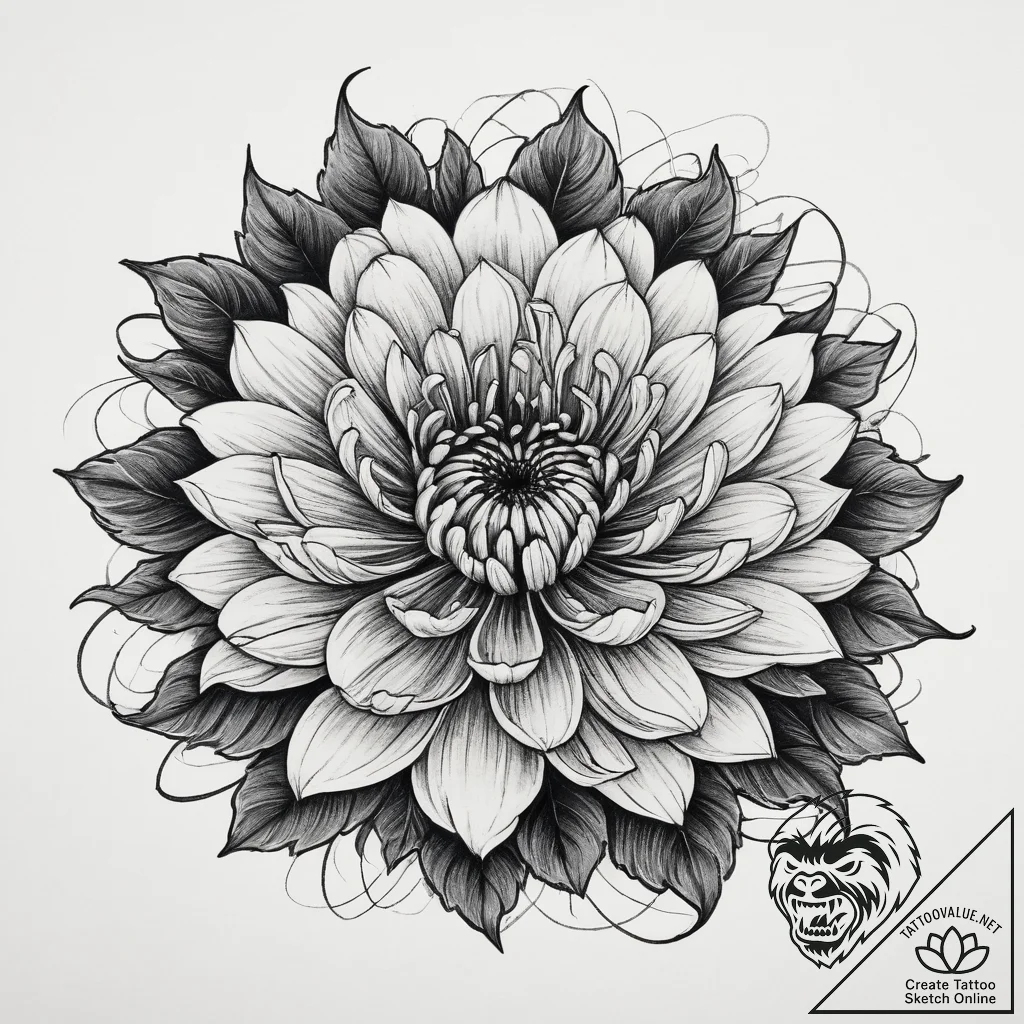 Tattoo sketch chrysanthemum, tattoo drawing o... - tattoo sketch (№1759738888_0, 06.10.2025 08:21) — tattoovalue.net