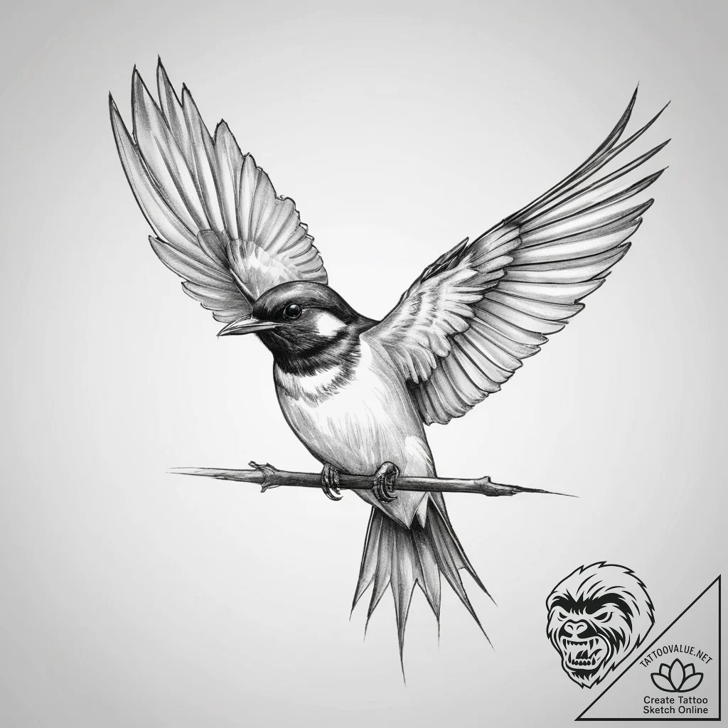 Tattoo sketch cave swallow - tattoo sketch (№1759740192_0, 06.10.2025 08:43) — tattoovalue.net