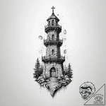 Tattoo sketch tower, artistic tattoo sketch,… – tattoo sketch (№1759740408_0, 06.10.2025 08:46) — tattoovalue.net