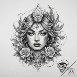 Tattoo sketch divine existence, tattoo line a… – tattoo sketch (№1759740625_0, 06.10.2025 08:50) — tattoovalue.net