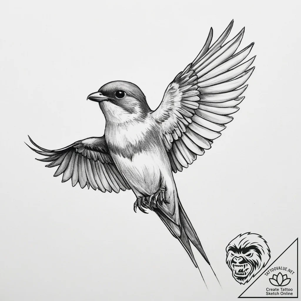 Tattoo sketch sand martin - tattoo sketch (№1759741060_0, 06.10.2025 08:57) — tattoovalue.net