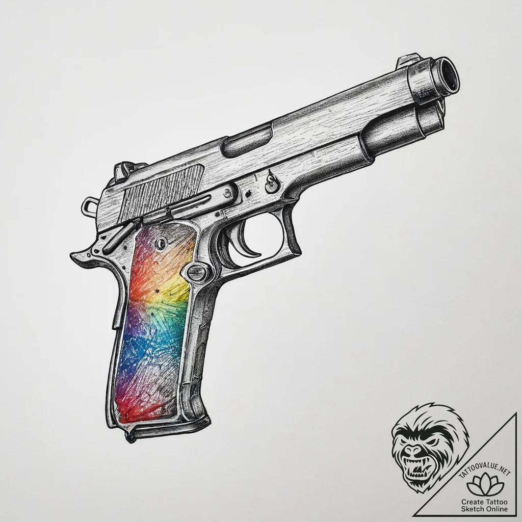 Tattoo sketch machine gun, tattoo drawing out... - tattoo sketch (№1759741276_0, 06.10.2025 09:01) — tattoovalue.net
