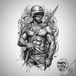 Tattoo sketch soldier with a scissors, tattoo… – tattoo sketch (№1759748277_0, 06.10.2025 10:57) — tattoovalue.net