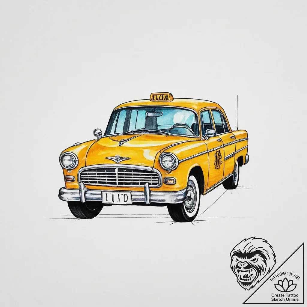 Tattoo sketch taxi driver a person driving a... - tattoo sketch (№1759748494_0, 06.10.2025 11:01) — tattoovalue.net
