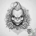 Tattoo sketch the grinch with a scale, tattoo… – tattoo sketch (№1759749372_0, 06.10.2025 11:16) — tattoovalue.net