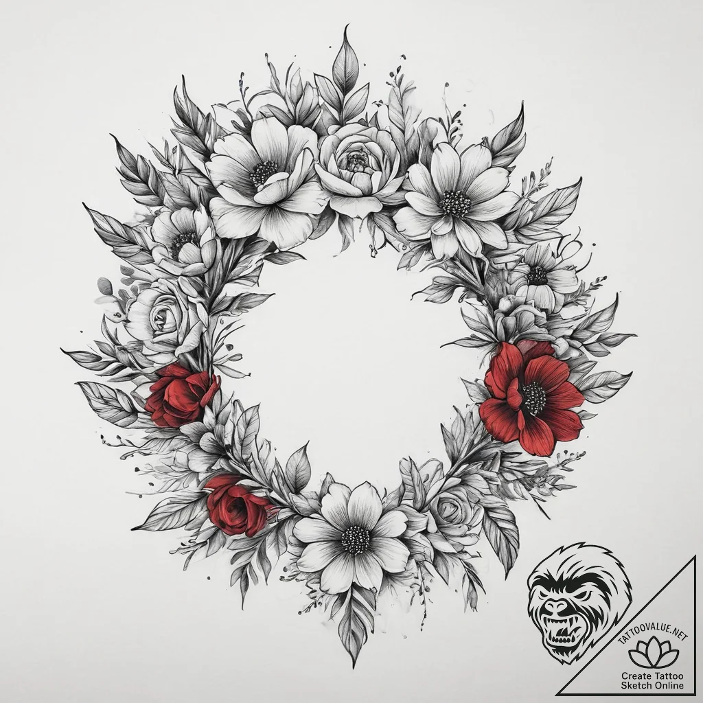 Tattoo sketch flower crown tattoo, tattoo lin... - tattoo sketch (№1759749807_0, 06.10.2025 11:23) — tattoovalue.net