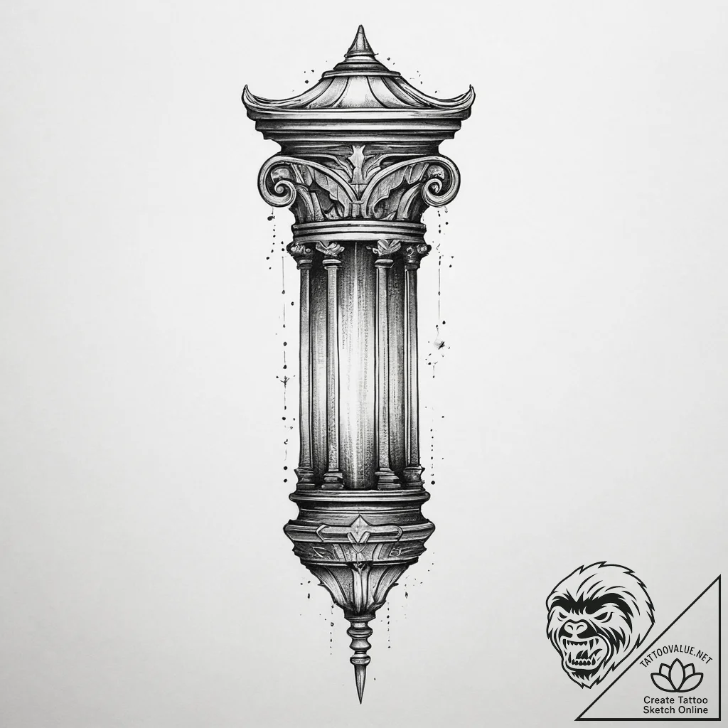 Tattoo sketch djed pillar with a pillar, conc... - tattoo sketch (№1759750458_0, 06.10.2025 11:34) — tattoovalue.net