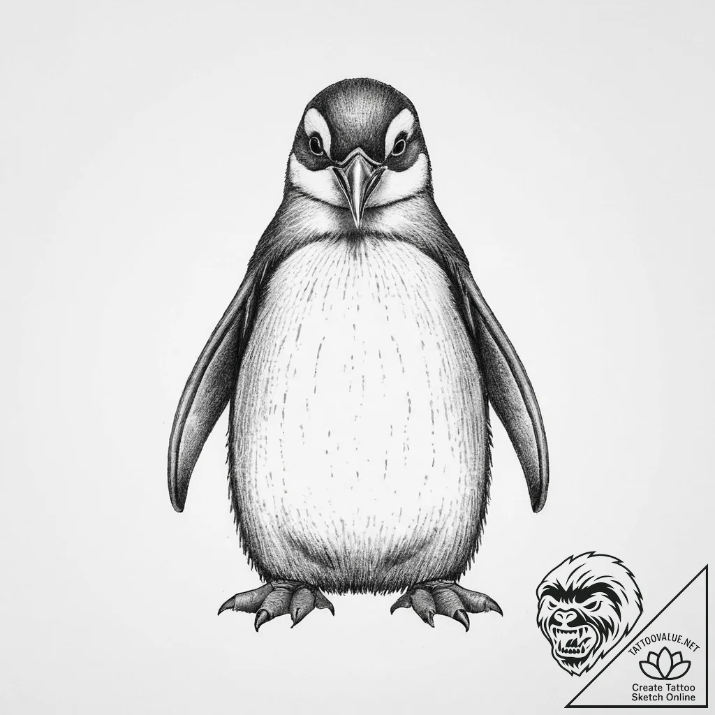 Tattoo sketch puns a penguin that says "i'm a... - tattoo sketch (№1759751984_0, 06.10.2025 11:59) — tattoovalue.net