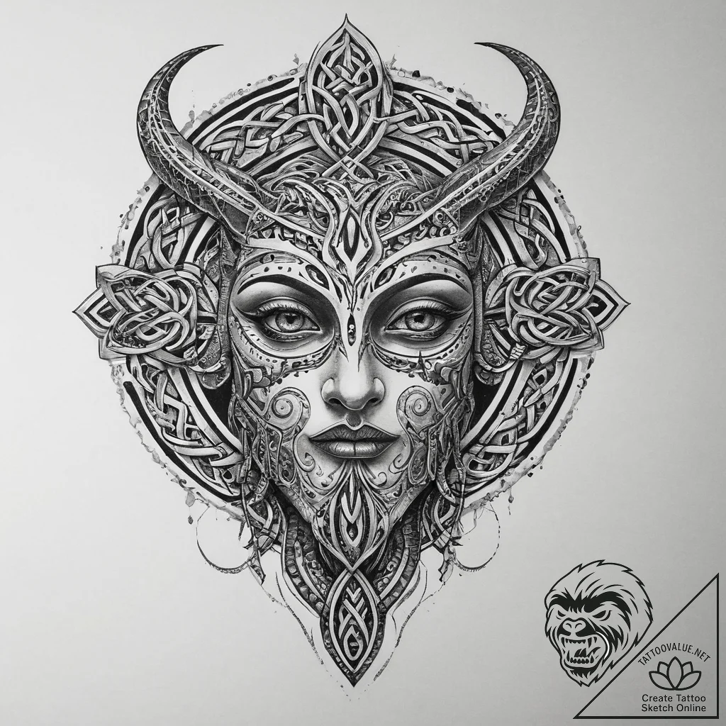 Tattoo sketch celtic mythology, tattoo line a... - tattoo sketch (№1759752419_0, 06.10.2025 12:06) — tattoovalue.net