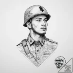 Tattoo sketch soldier with a map, tattoo sket… – tattoo sketch (№1759753518_0, 06.10.2025 12:25) — tattoovalue.net