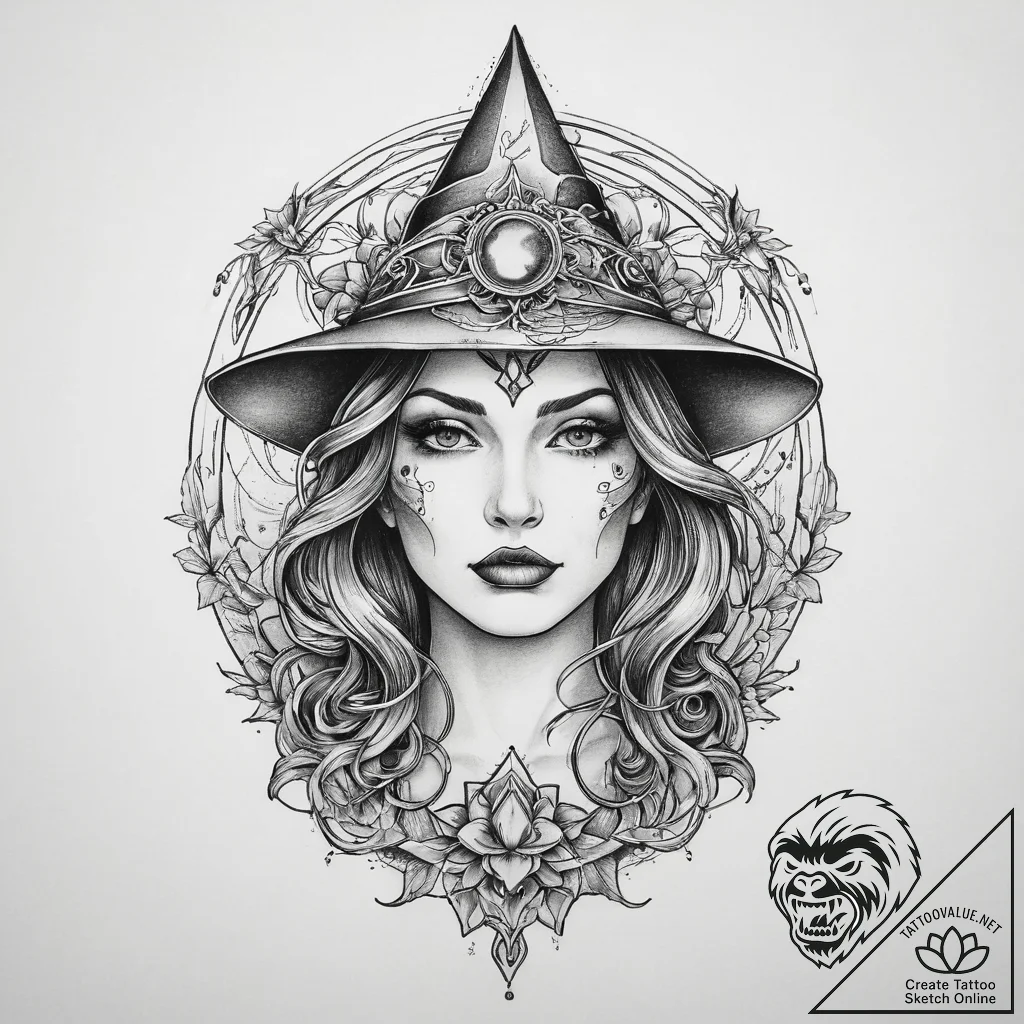 Tattoo sketch witch tattoo, tattoo line art,... - tattoo sketch (№1759753735_0, 06.10.2025 12:28) — tattoovalue.net