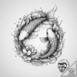 Tattoo sketch koi fish and lotus, ink illustr… – tattoo sketch (№1759755252_0, 06.10.2025 12:54) — tattoovalue.net