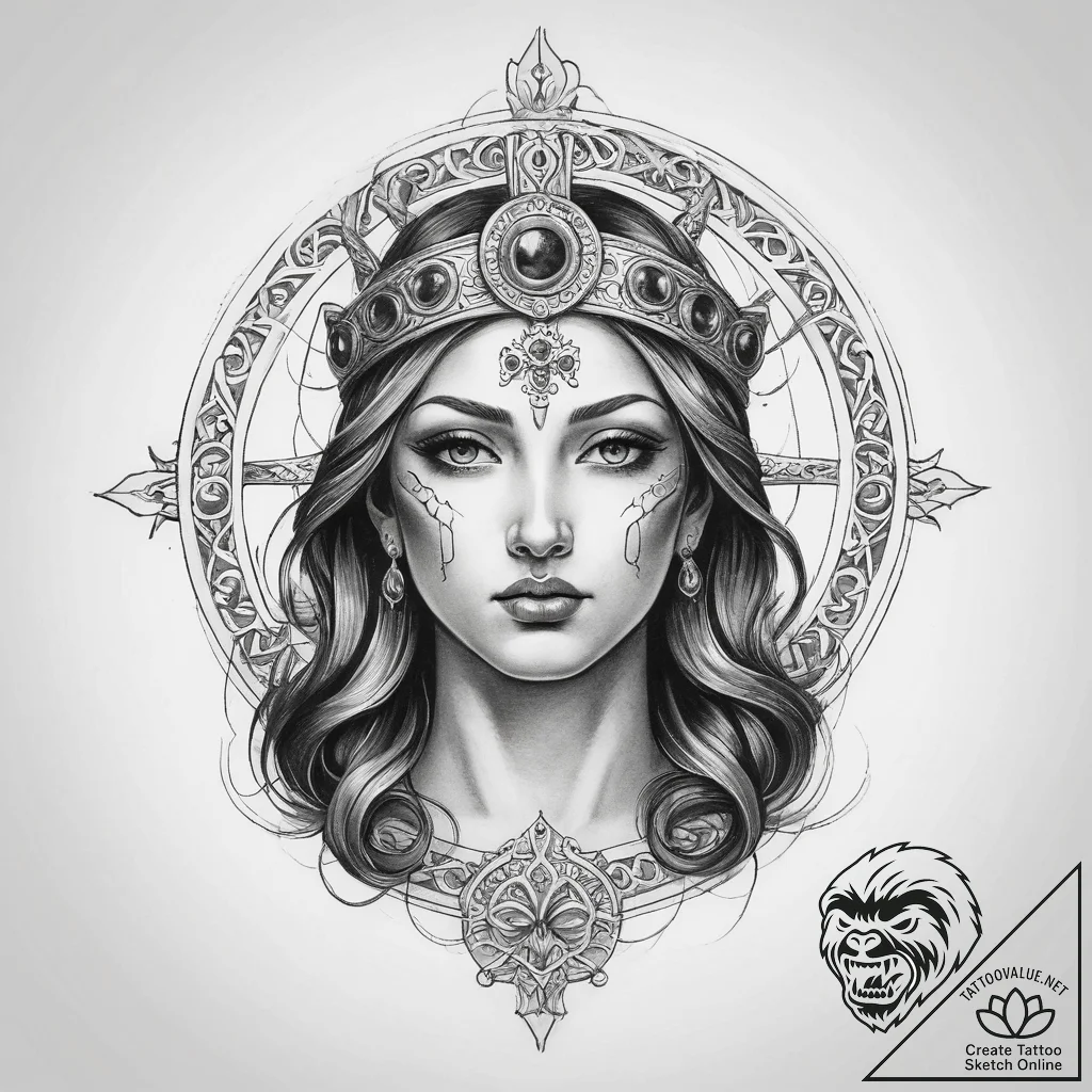 Tattoo sketch holy representation - tattoo sketch (№1759758729_0, 06.10.2025 13:52) — tattoovalue.net