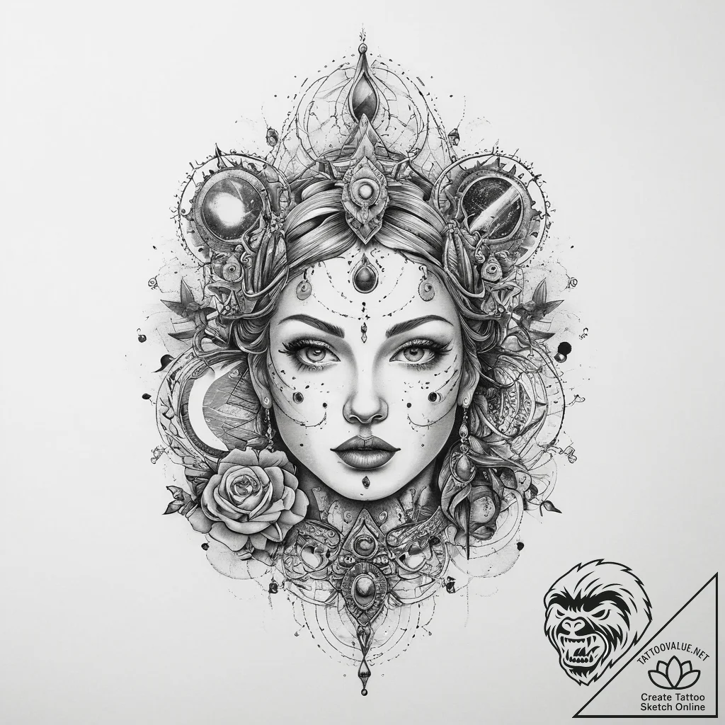Tattoo sketch cosmic history, tattoo sketch d... - tattoo sketch (№1759759605_0, 06.10.2025 14:06) — tattoovalue.net