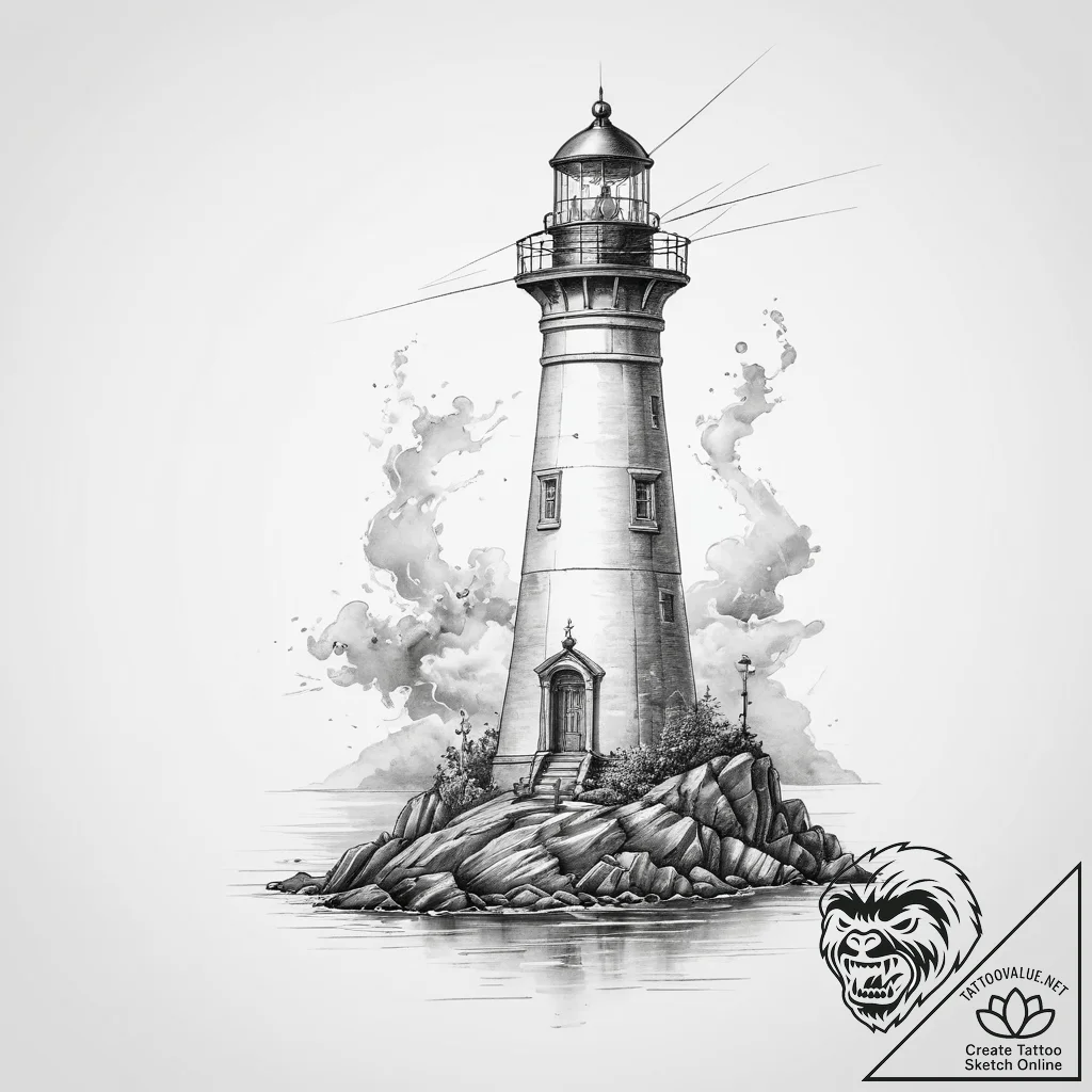 Tattoo sketch lighthouse - tattoo sketch (№1759760040_0, 06.10.2025 14:14) — tattoovalue.net