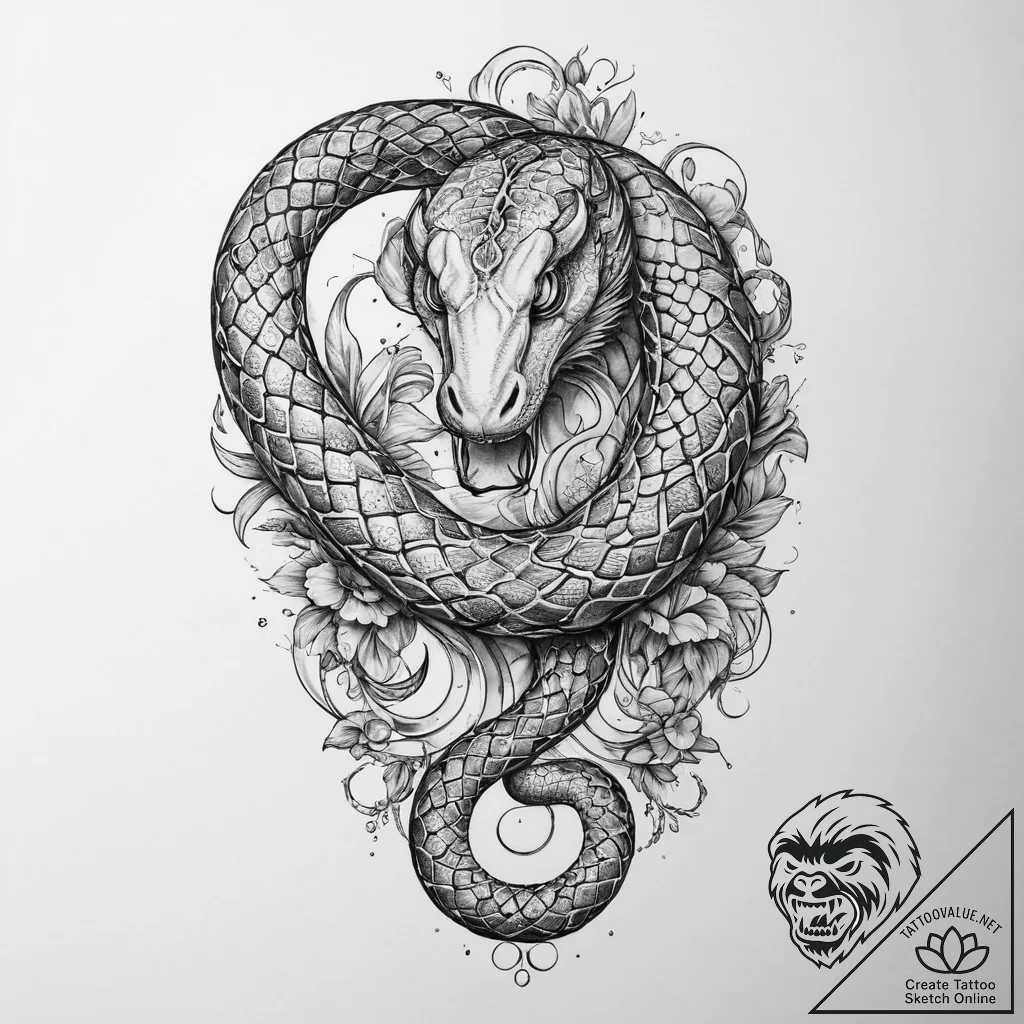 Tattoo sketch serpent from eden - tattoo sketch (№1759760472_0, 06.10.2025 14:21) — tattoovalue.net