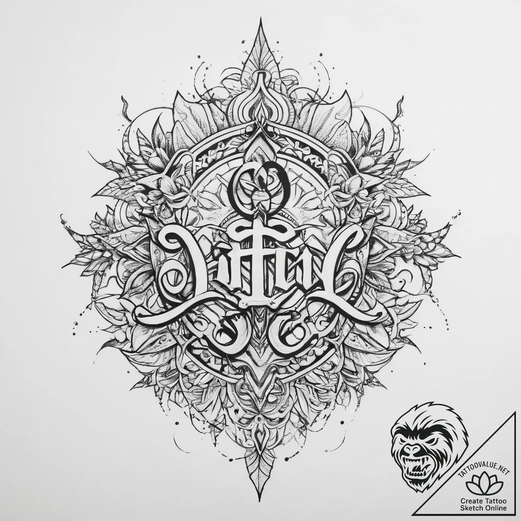 Tattoo sketch узор с именем - tattoo sketch (№1759762211_0, 06.10.2025 14:50) — tattoovalue.net