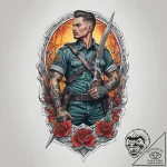 Tattoo sketch soldier with a scissors, artist… – tattoo sketch (№1759762647_0, 06.10.2025 14:57) — tattoovalue.net