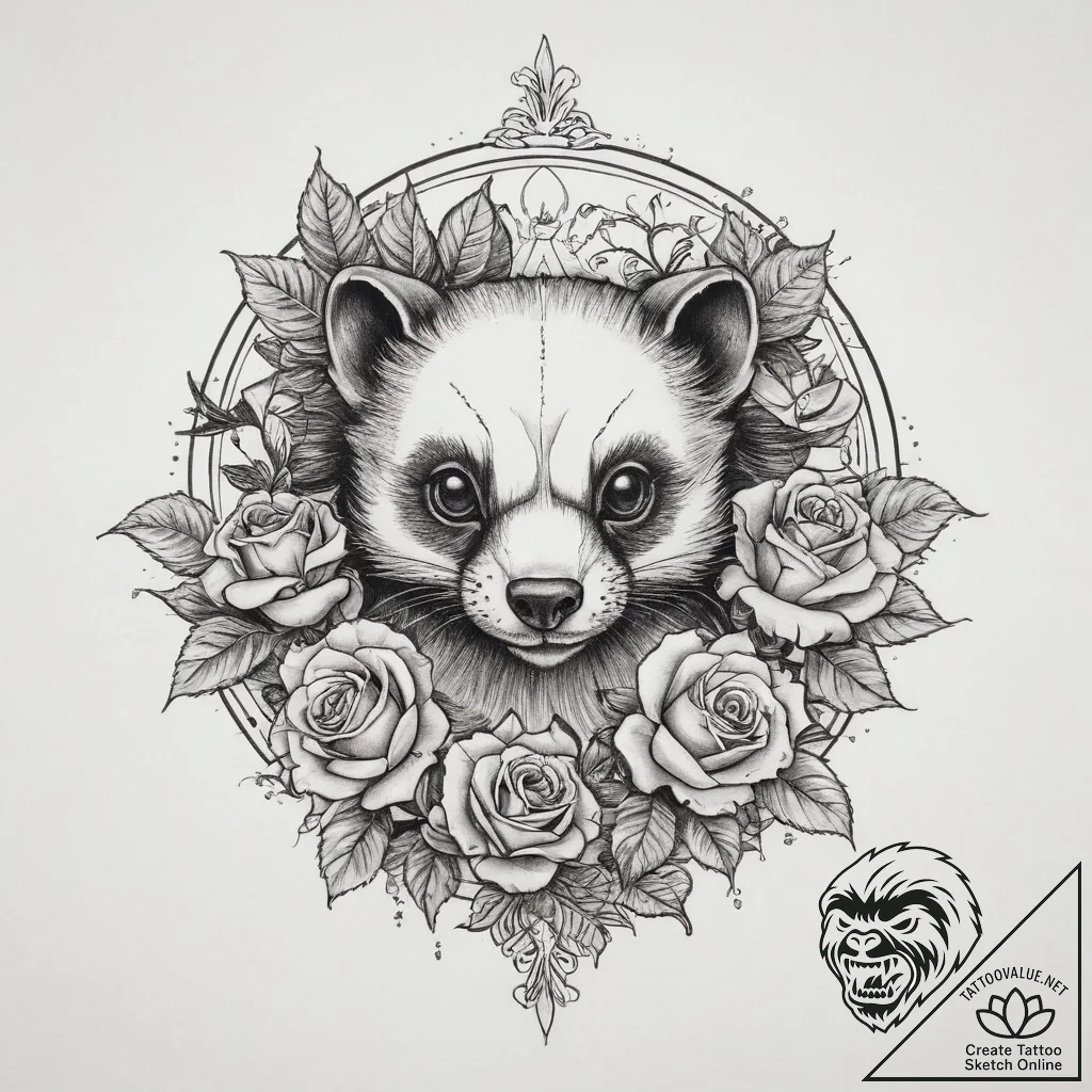 Tattoo sketch skunk, tattoo line art, chicano... - tattoo sketch (№1759765473_0, 06.10.2025 15:44) — tattoovalue.net