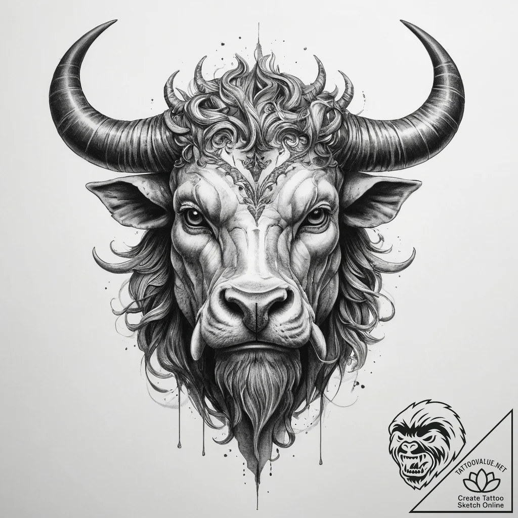 Tattoo sketch минотавр - tattoo sketch (№1759765689_0, 06.10.2025 15:48) — tattoovalue.net