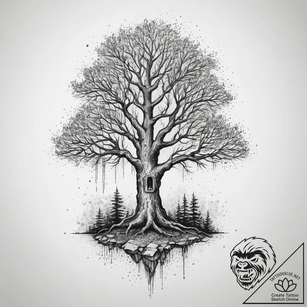 Tattoo sketch whispering woods, artistic tatt... - tattoo sketch (№1759766339_0, 06.10.2025 15:58) — tattoovalue.net