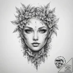 Tattoo sketch dryad face – tattoo sketch (№1759766557_0, 06.10.2025 16:02) — tattoovalue.net