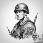 Tattoo sketch soldier with a pencil – tattoo sketch (№1759767217_0, 06.10.2025 16:13) — tattoovalue.net