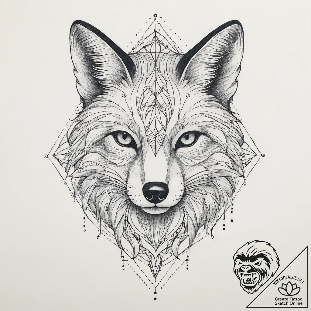 Tattoo sketch geometric лиса, tattoo flash sh... - tattoo sketch (№1759767651_0, 06.10.2025 16:20) — tattoovalue.net