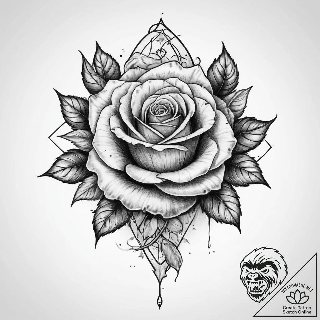 Tattoo sketch grave with a rose - tattoo sketch (№1759768088_0, 06.10.2025 16:28) — tattoovalue.net