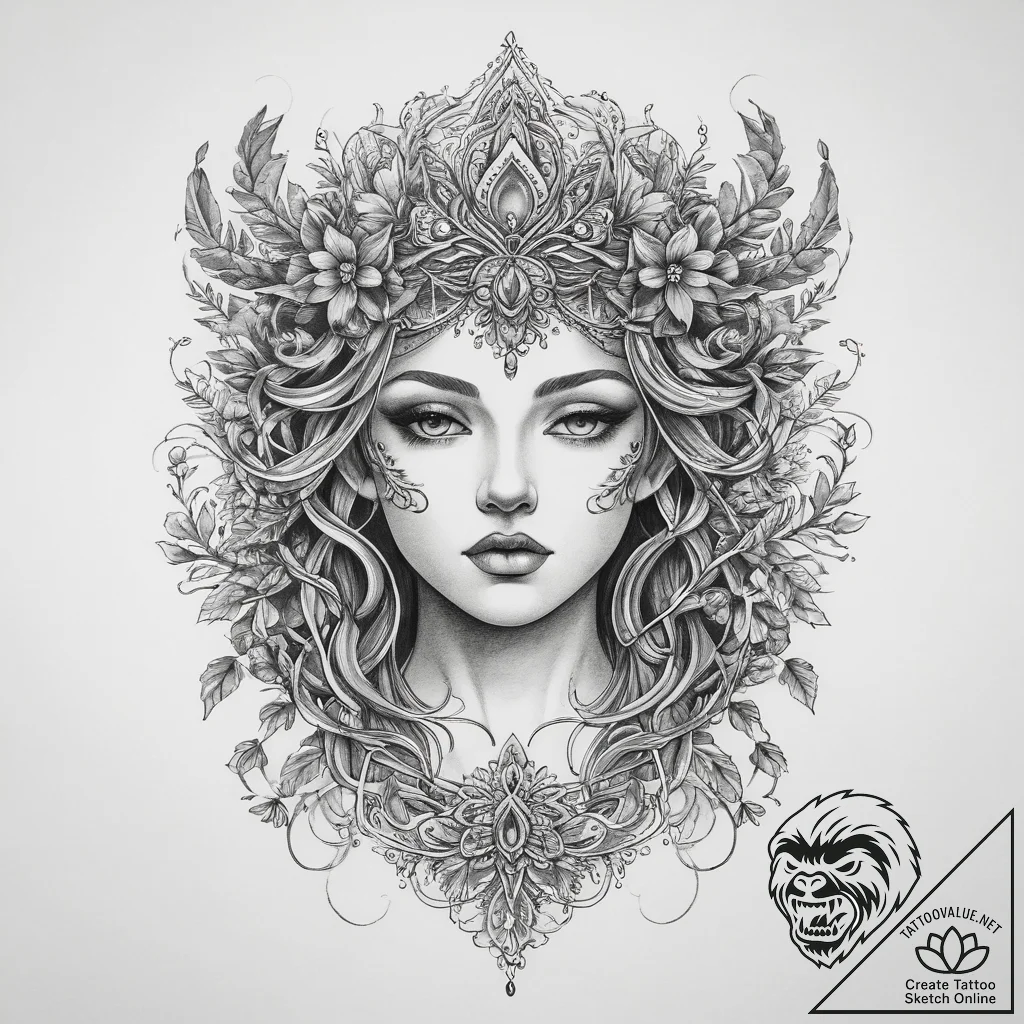 Tattoo sketch dryad tattoo, ink illustration... - tattoo sketch (№1759768305_0, 06.10.2025 16:31) — tattoovalue.net