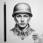 Tattoo sketch soldier with a pencil, tattoo d… – tattoo sketch (№1759768521_0, 06.10.2025 16:35) — tattoovalue.net