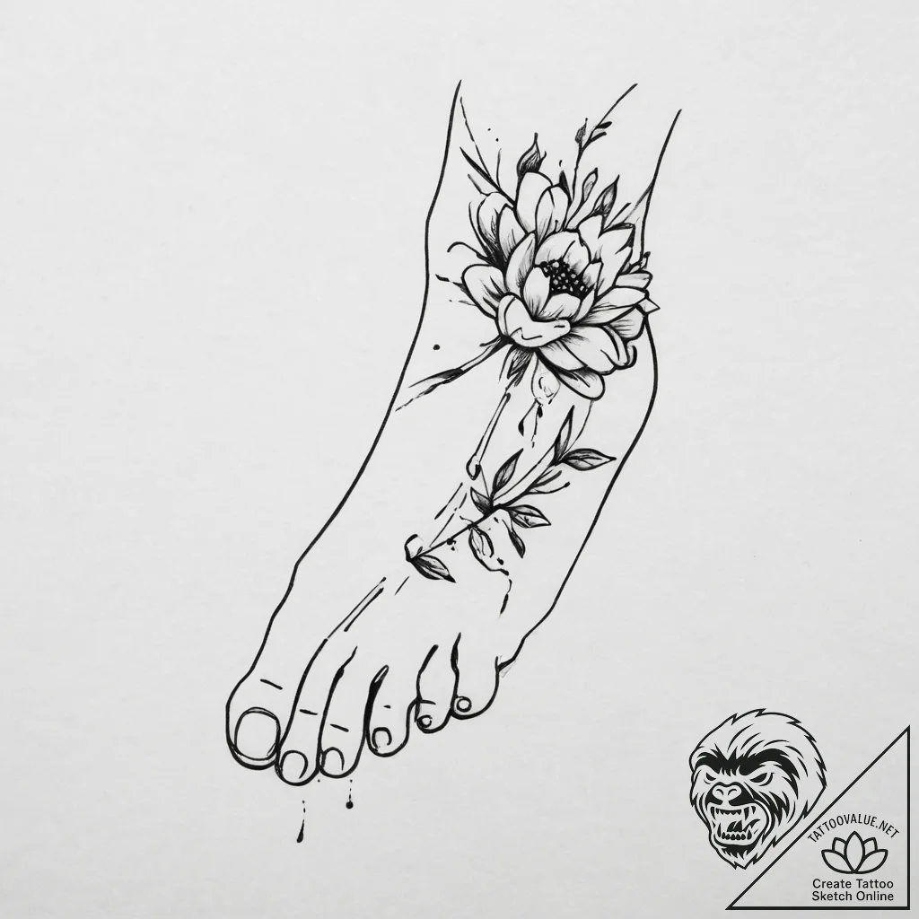 Tattoo sketch foot, tattoo flash sheet design... - tattoo sketch (№1759769604_0, 06.10.2025 16:53) — tattoovalue.net