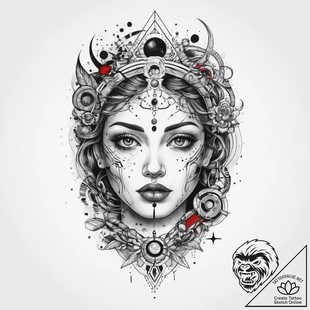 Tattoo sketch cosmic being, tattoo drawing ou... - tattoo sketch (№1759770038_0, 06.10.2025 17:00) — tattoovalue.net