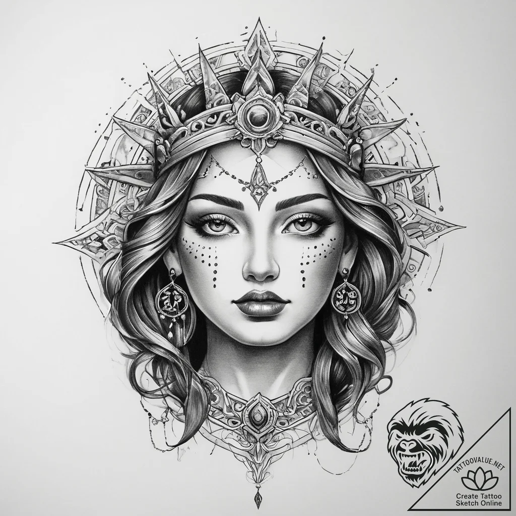 Tattoo sketch divine legend - tattoo sketch (№1759771354_0, 06.10.2025 17:22) — tattoovalue.net