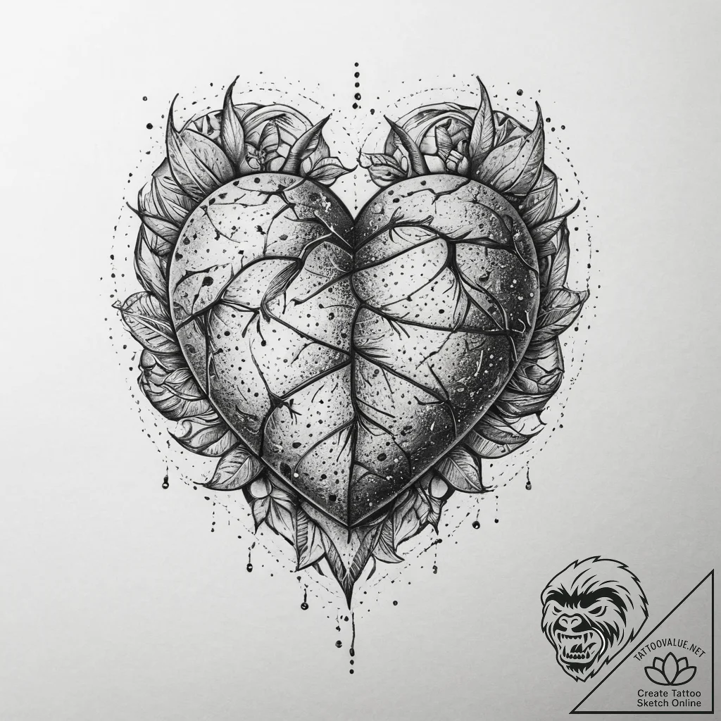 Tattoo sketch mended heart with a stitch, tat... - tattoo sketch (№1759772005_0, 06.10.2025 17:33) — tattoovalue.net
