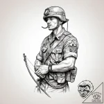 Tattoo sketch soldier with a rope, tattoo ske… – tattoo sketch (№1759772439_0, 06.10.2025 17:40) — tattoovalue.net