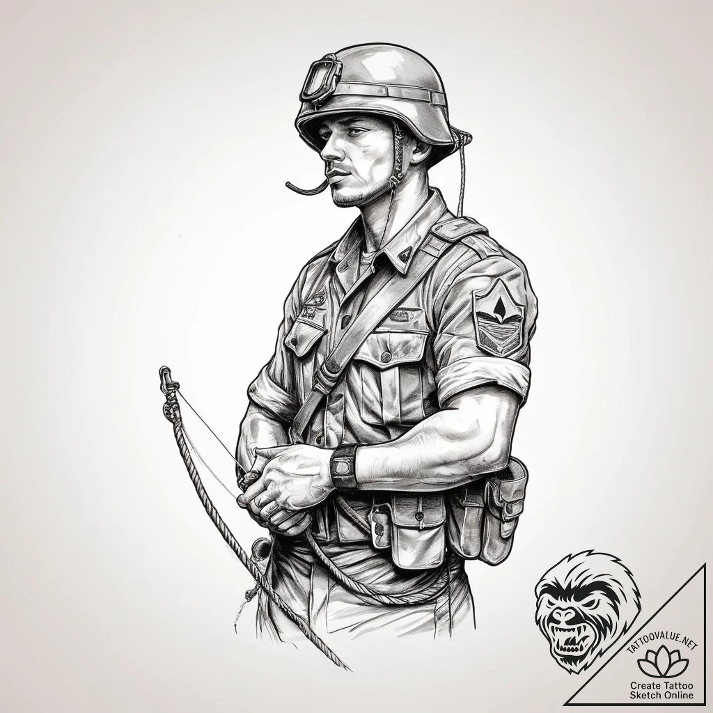 Tattoo sketch soldier with a rope, tattoo ske... - tattoo sketch (№1759772439_0, 06.10.2025 17:40) — tattoovalue.net