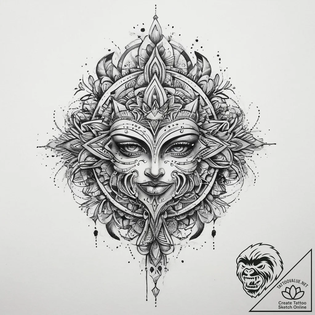 Tattoo sketch divine understanding, ink illus... - tattoo sketch (№1759773089_0, 06.10.2025 17:51) — tattoovalue.net