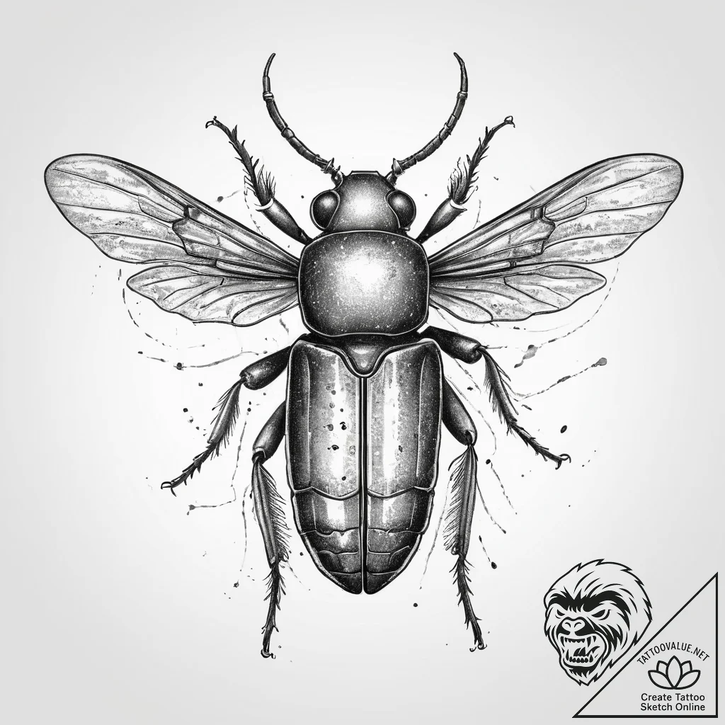 Tattoo sketch soldier beetle, concept art for... - tattoo sketch (№1759773524_0, 06.10.2025 17:58) — tattoovalue.net